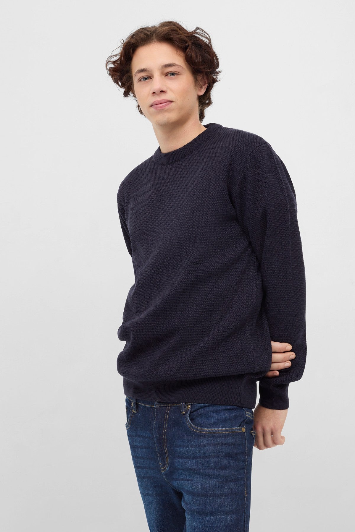 Solid Classical Textured Sweater