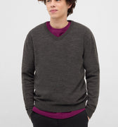 Solid V Neck Ribbed Sweater 