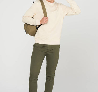 Crew Neck Solid Sweatshirt For Men - Beige 