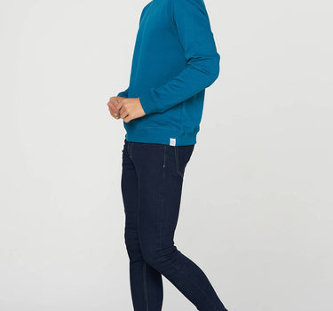 Crew Neck Solid Sweatshirt For Men - Teal Blue 