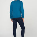 Crew Neck Solid Sweatshirt For Men - Teal Blue 