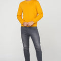 Crew Neck Solid Sweatshirt For Men - Yellow 