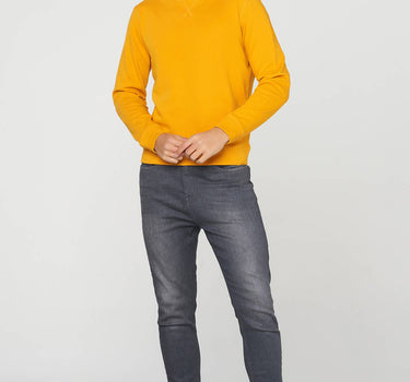 Crew Neck Solid Sweatshirt For Men - Yellow 