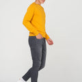 Crew Neck Solid Sweatshirt For Men - Yellow 