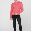 Crew Neck Solid Sweatshirt For Men - Pink 