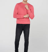 Crew Neck Solid Sweatshirt For Men - Pink 