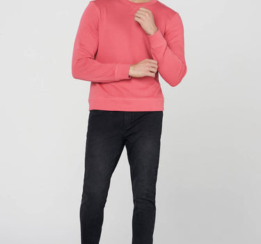 Crew Neck Solid Sweatshirt For Men - Pink 