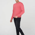 Crew Neck Solid Sweatshirt For Men - Pink 