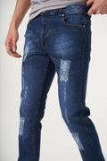 Dark Wash Distressed Slim Fit Jeans