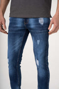 Dark Wash Distressed Skinny Fit Jeans