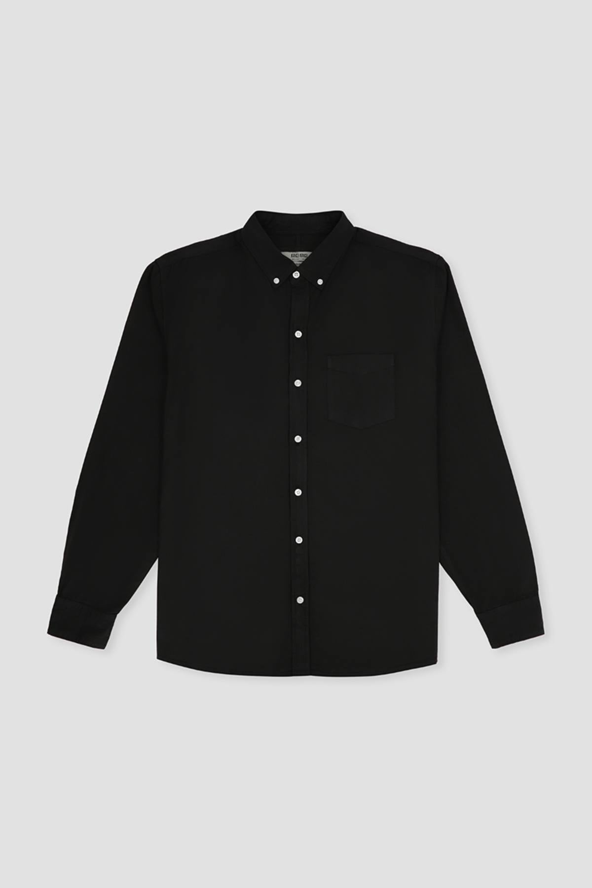 Solid Button Down Shirt Black – MEME