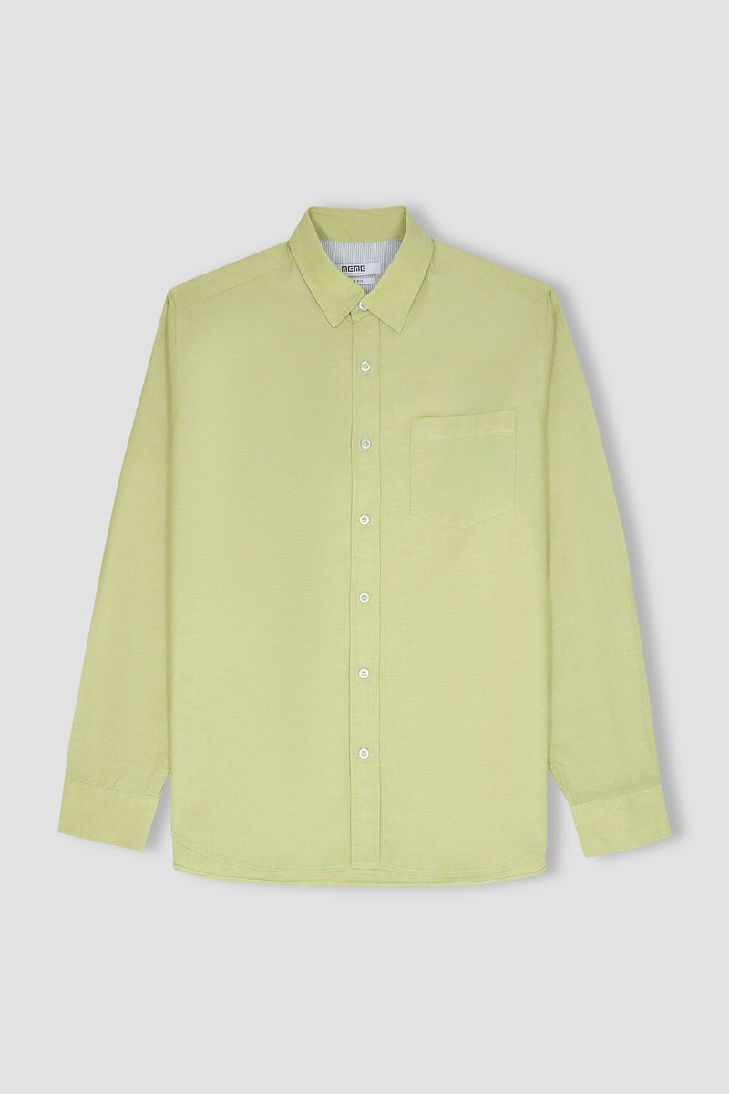 Men's Solid Button Down Shirt Green – MEME