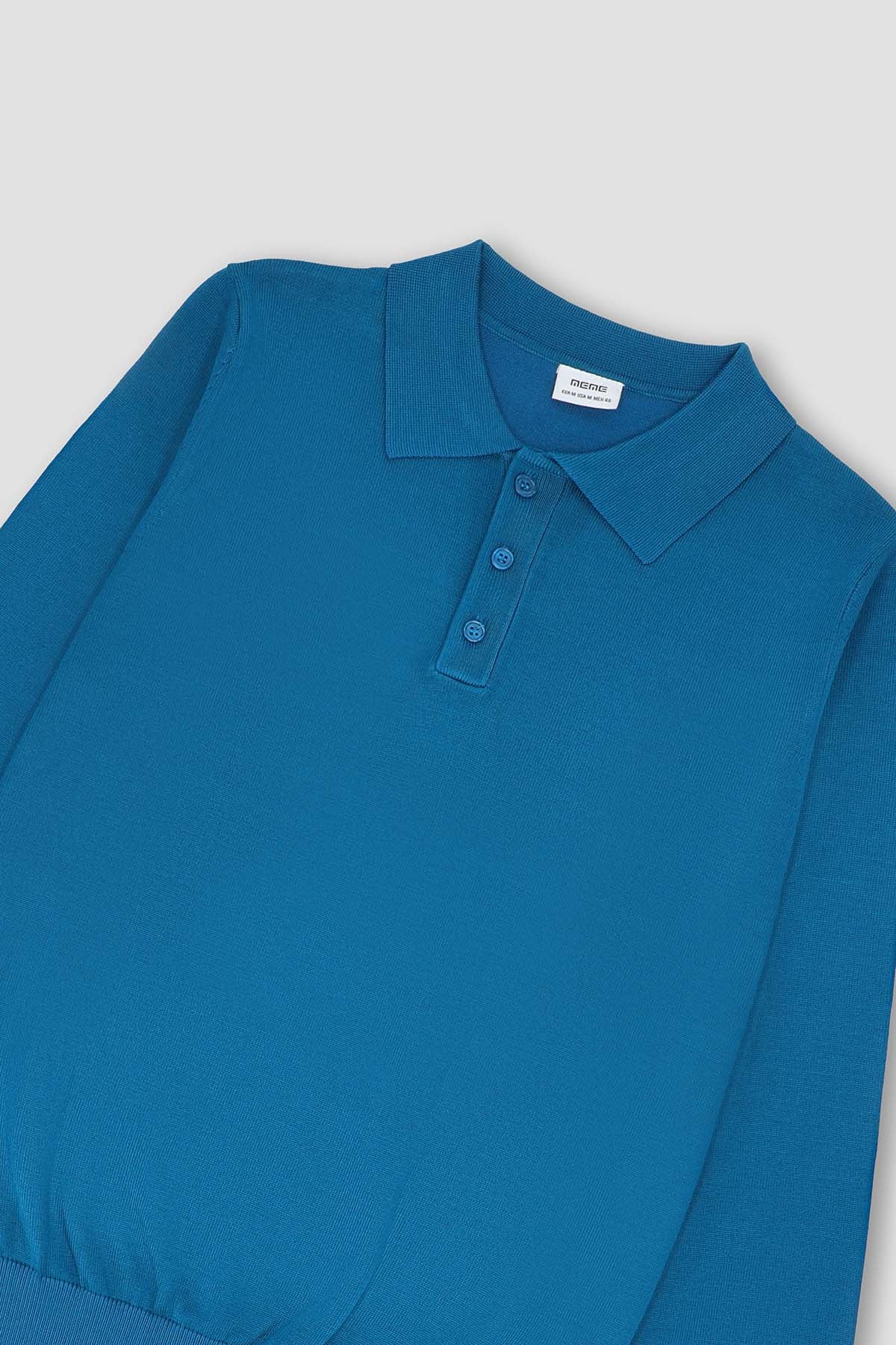 Solid Polo Sweater For Men - Blue