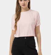 Solid Crop Top With Waist Drawstring 