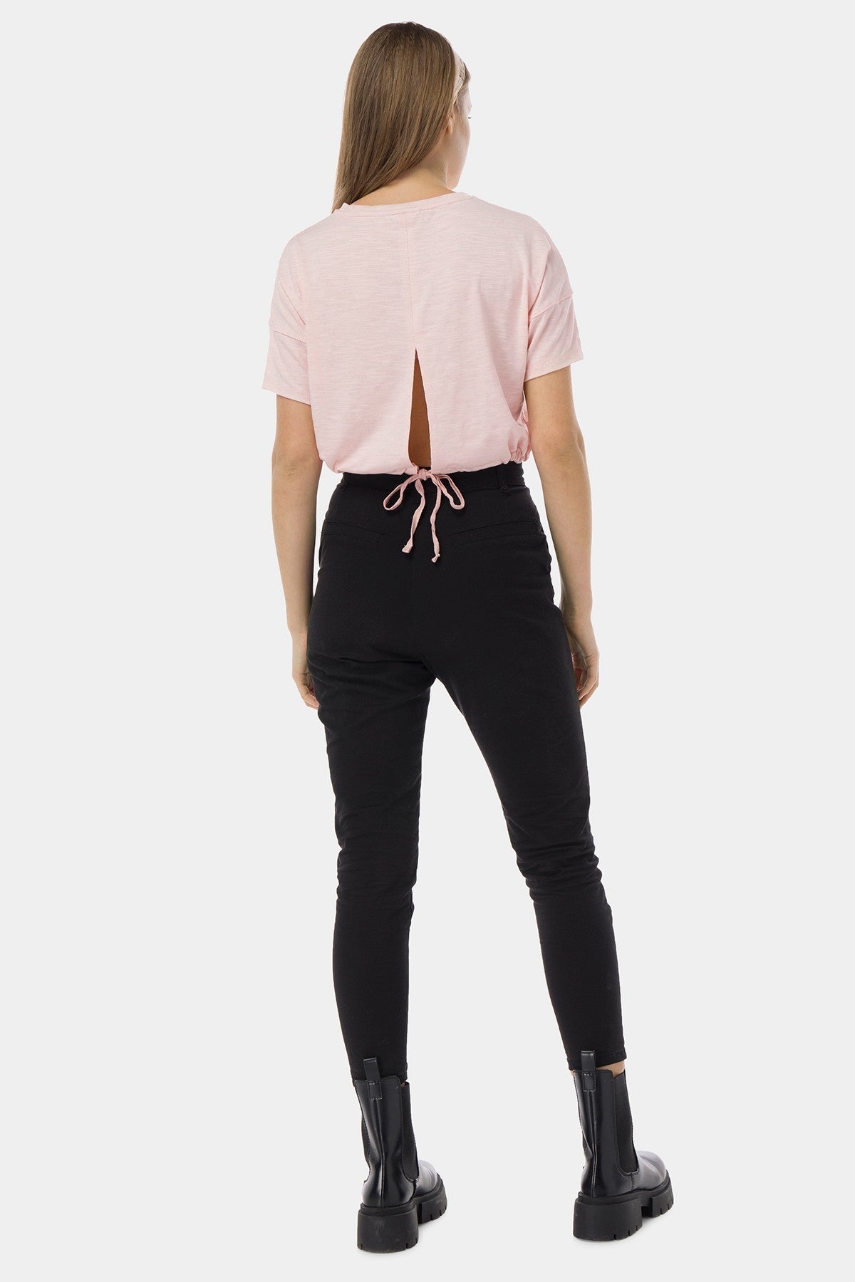 Solid Crop Top With Waist Drawstring