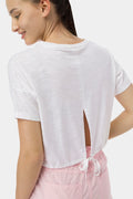 Solid Crop Top With Waist Drawstring