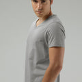 Solid V-Neck T-Shirt For Men - Grey 