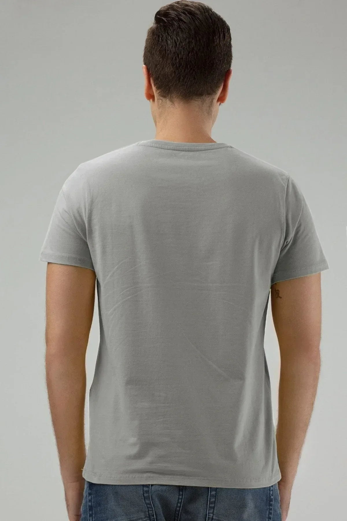 Half Sleeves V Neck T-Shirt Grey – MEME