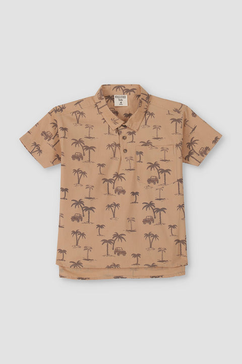 Boys Printed Palm Safari Shirt