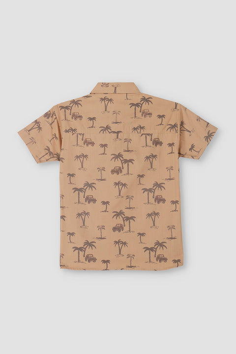 Boys Printed Palm Safari Shirt