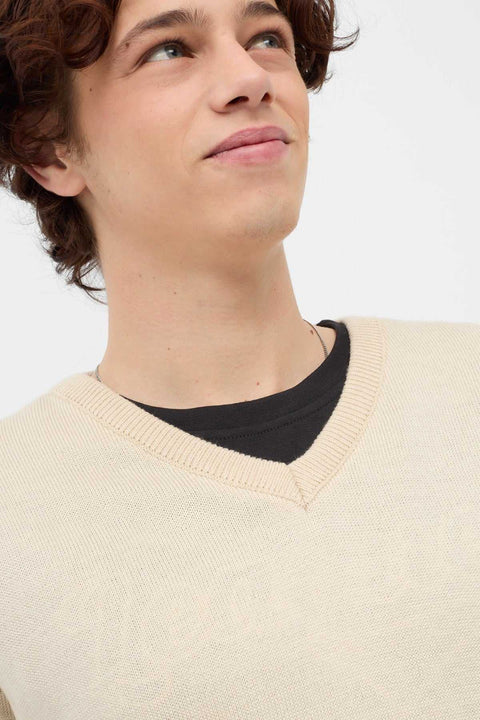 Solid V Neck Ribbed Sweater