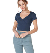 Ribbed Surplice Top 