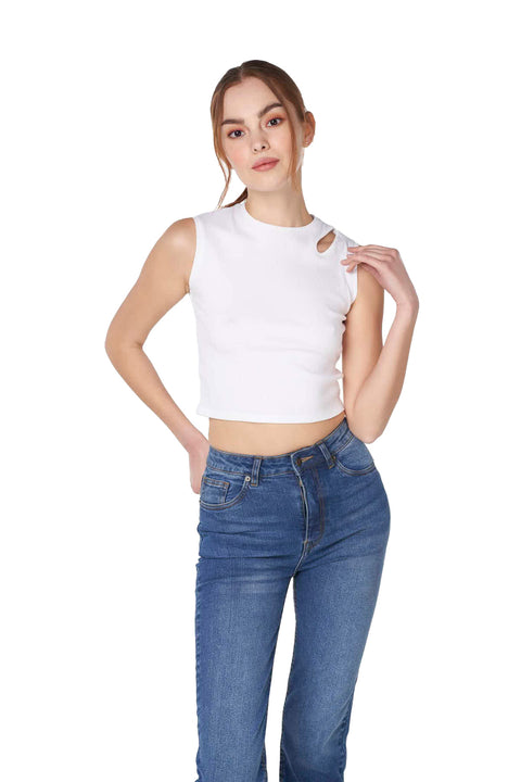 Ribbed Cut Out Top